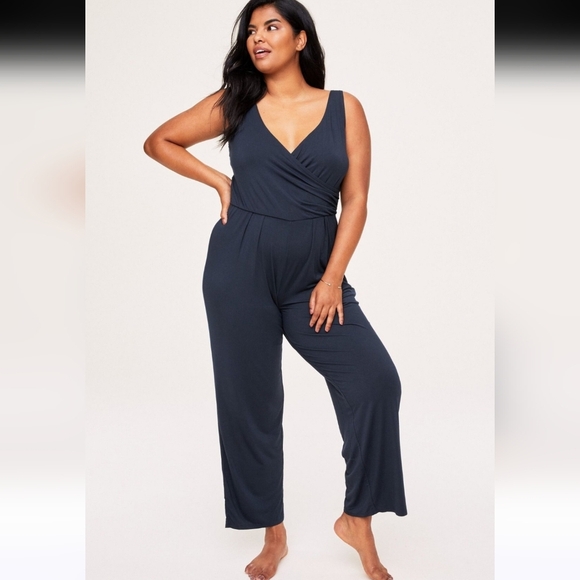 Adore Me Navy Blue Super Soft Stretch Jumpsuit Romper PJ Pajama Loungewear 0X - Picture 1 of 8